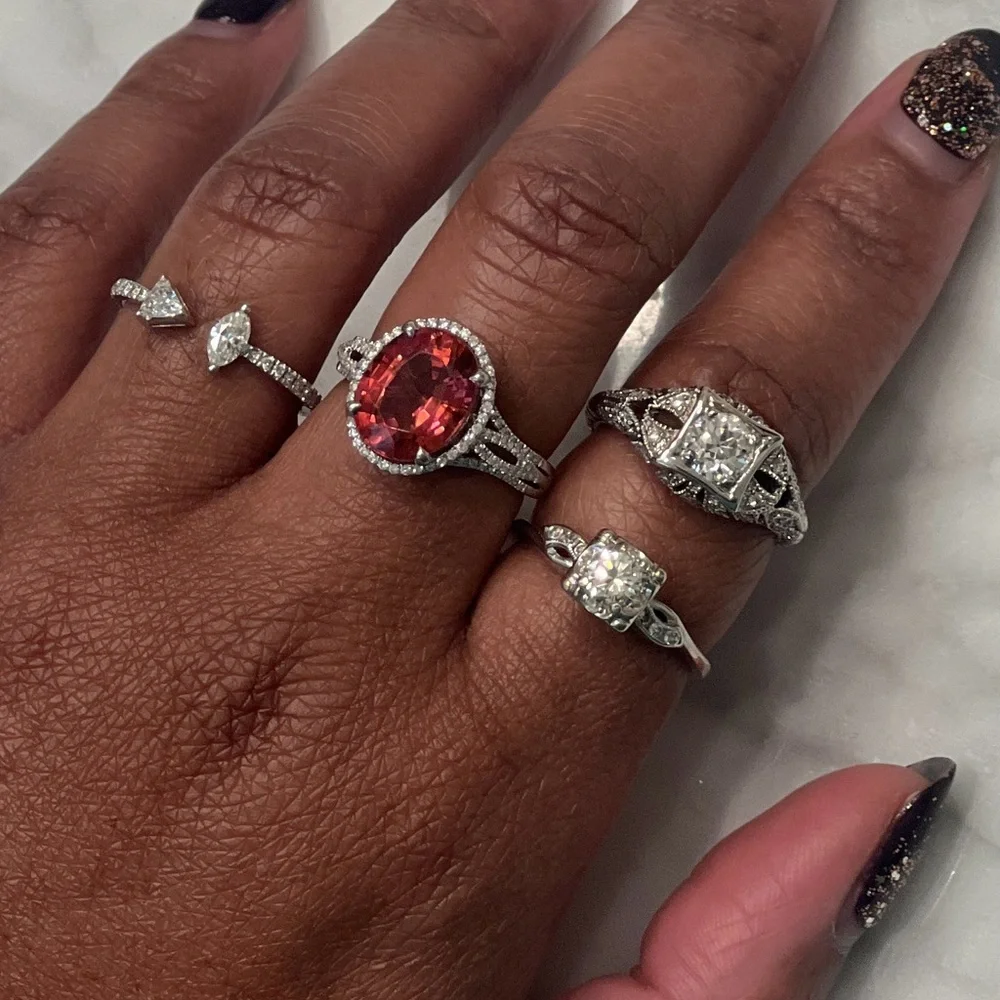 🩶 SOLD! 🩶 Retro Mid Century 14K Gold Diamond Ring - Antique Art Deco - Picture 2 of 13